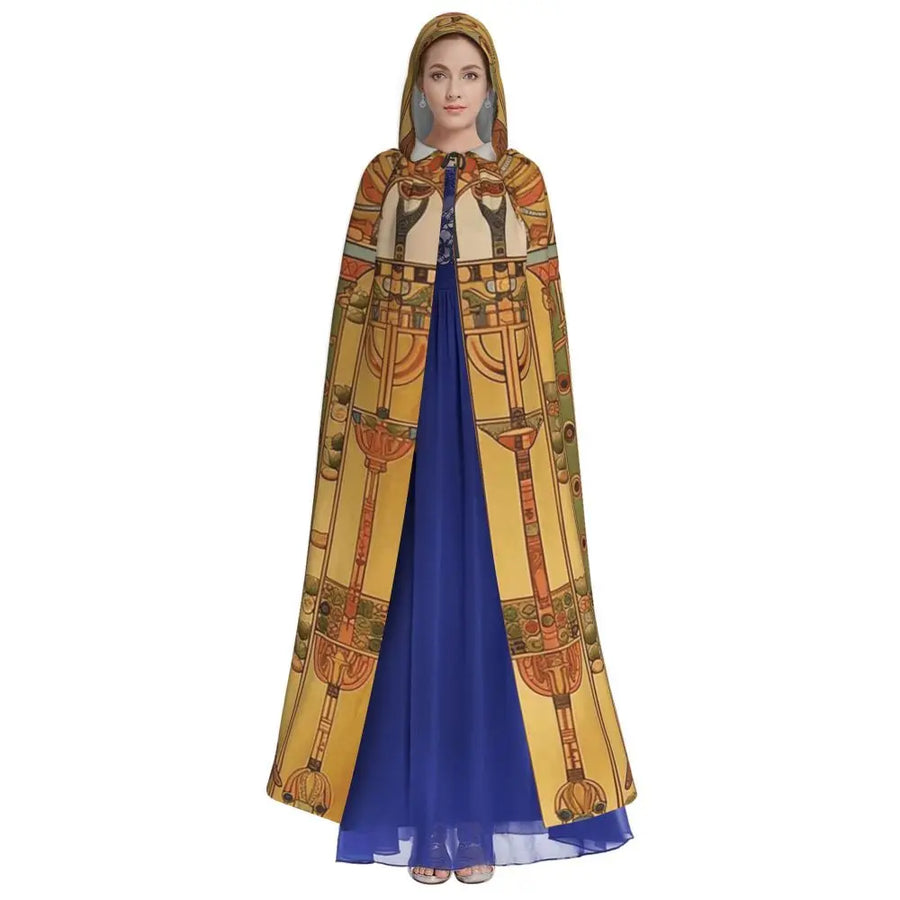 Pharaoh Golden Crown Hooded Cape – Egyptian Cosplay Cloak for Adults