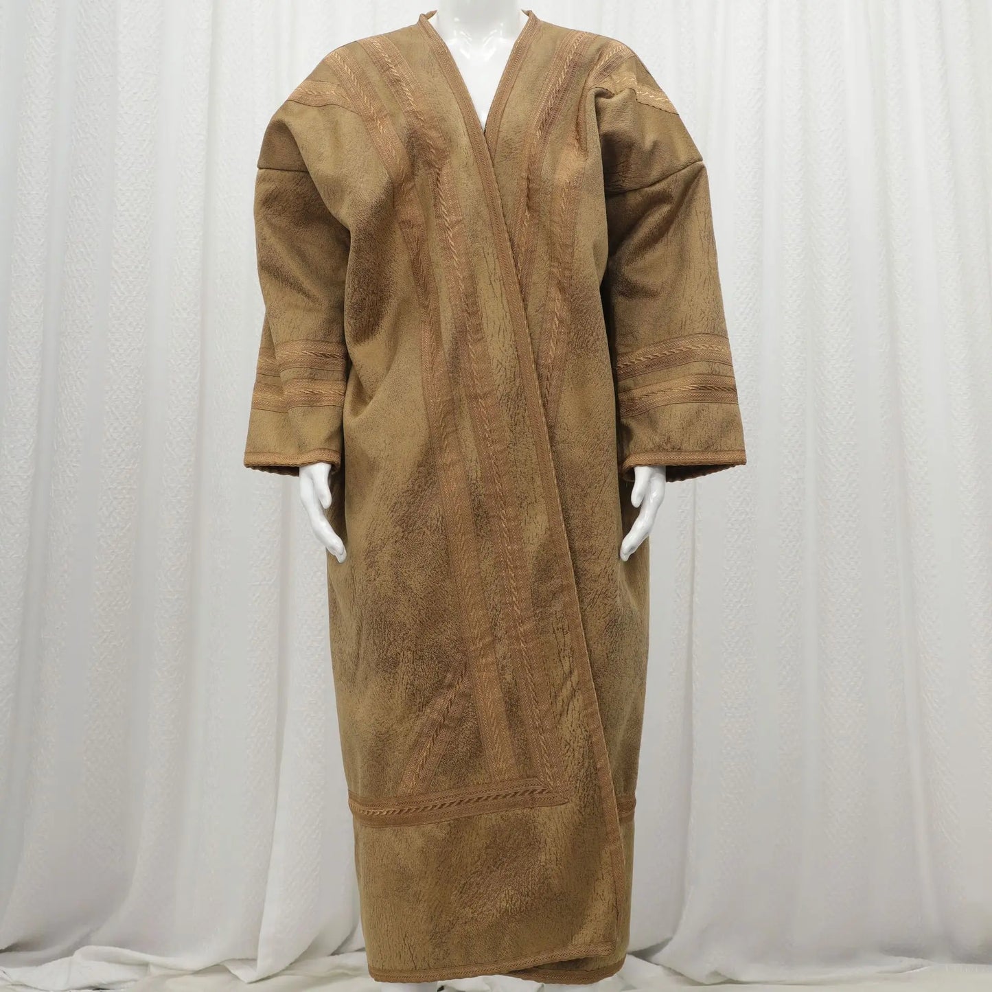 Wholesale Men's Scalp Abaya Men Winter Fur Thicken Suede Men's Robe Cardigan Bisht Muslim Coat Fleece Warm Islam Clothing