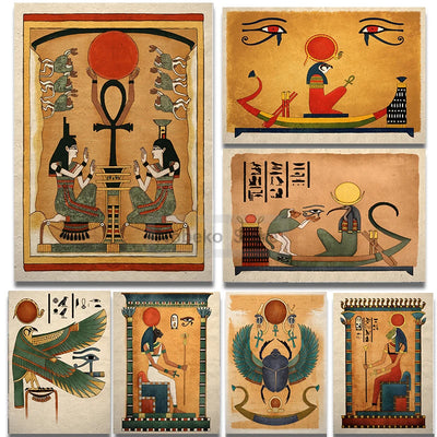 Ancient Egyptian Gods Canvas Print – Vintage Mythology Wall Art for Home Decor