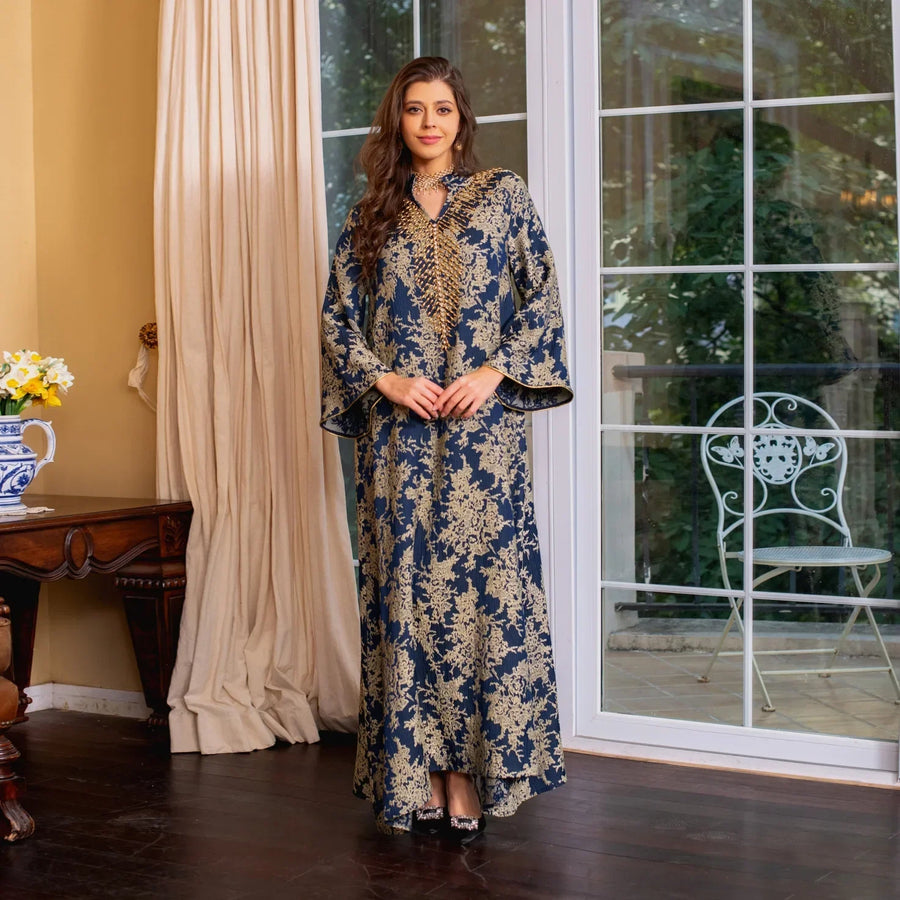 Eid Radiance – Beaded Collar Abaya for the Arab Woman in America