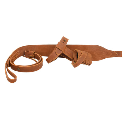 WAYNE'S DOG 1 Combo LeatherRifle Gun No Drill Harnessed Buttstock Holder with Barrel Mount with Matched Gun Sling Shoulder Strap
