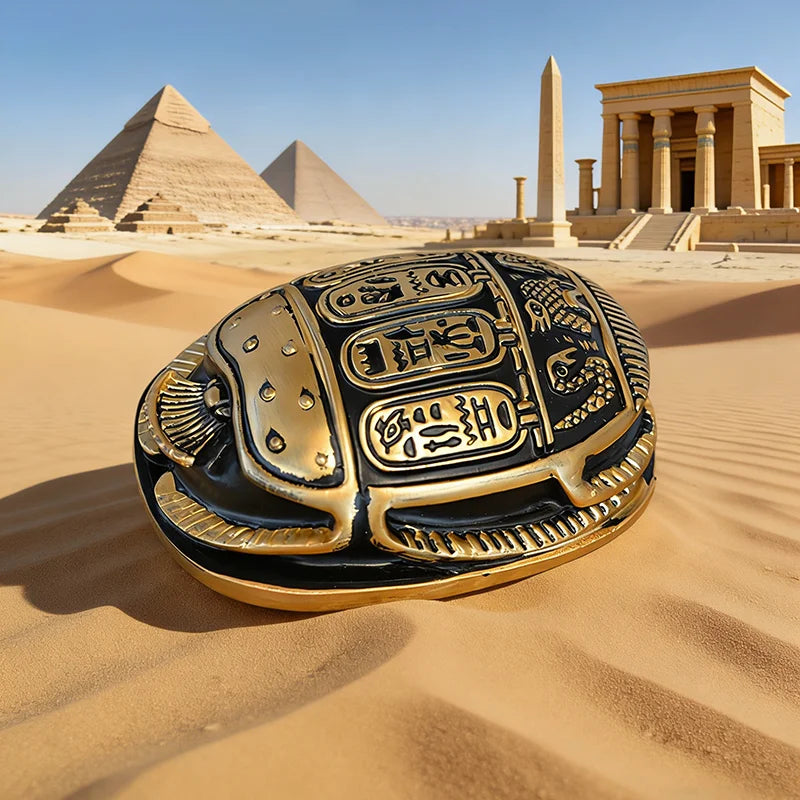 Scarab & Pyramid Resin Ornament – Creative Egyptian Desktop Decor & Souvenir Gift