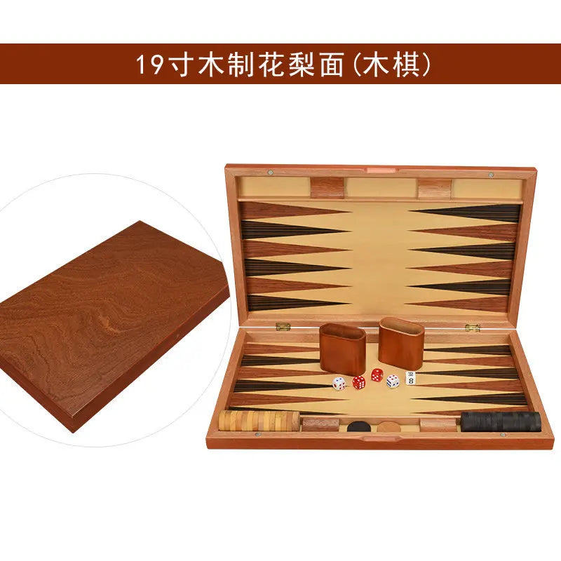 11/13/15/17/19 Inch Wooden Backgammon Set - Classic Board Game for Home & Party Entertainment