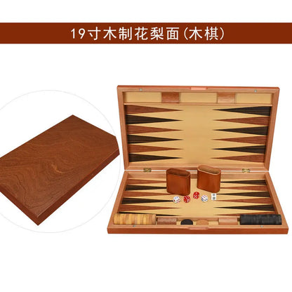11/13/15/17/19 Inch Wooden Backgammon Set - Classic Board Game for Home & Party Entertainment