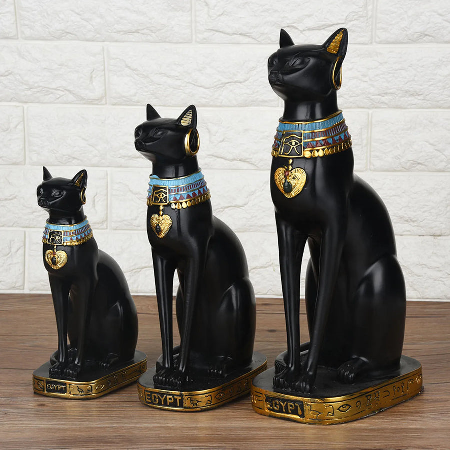 Egyptian Cat Resin Figurine – Handcrafted Bastet Ornament for Home & Gift