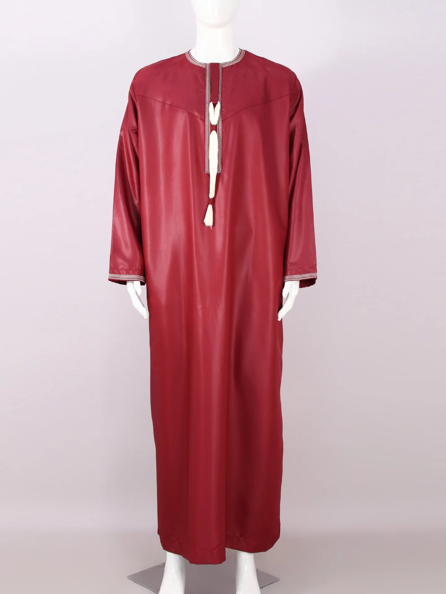 Eid Ramadan Muslim Men Long Robe Round Neck Embroidered Oman Dubai Arabian Saudi Male Jubba Thobe Adults Abayas Islamic Kamis