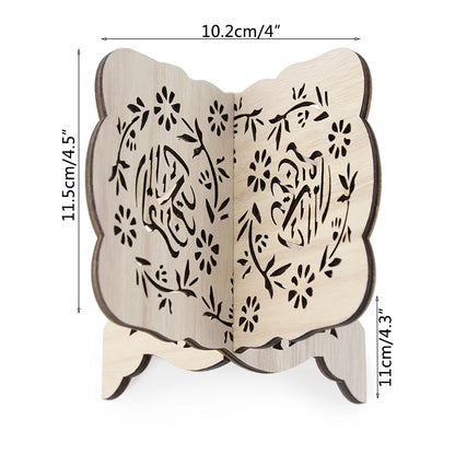 Wooden Eid Al-Fitr Islamic Bible Quran Koran Stand Holder Book Shelf Holder Eid Mubarak Decor Ramadan Kareem Decoration for Home