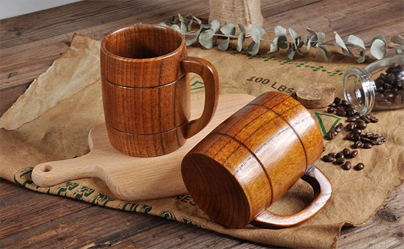 Handmade Spruce Wood Cups – Natural Big Belly Mug for Tea, Coffee & Milk