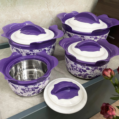 4 Pcs Colorful Insulated Stainless Steel Hot Pot Set Food Warmers Classic Round Lid Casserole Container Home Use Box Packing