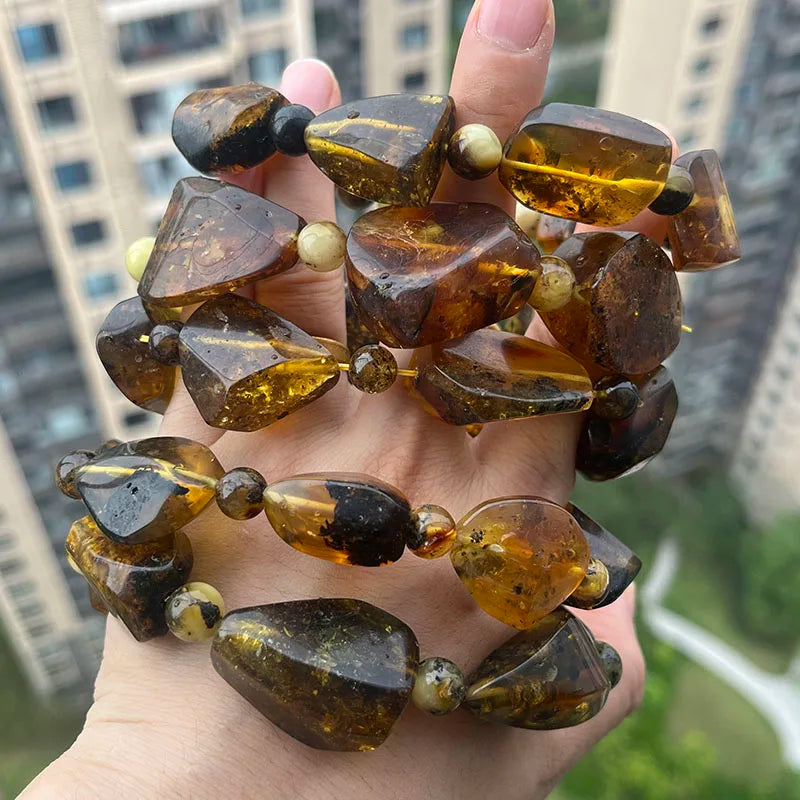 Insect Amber Bracelets Women Men Gift Unique Special Baltic Stone Natural Beads Flyings Faceted Plant Amber Jewelry Supplier