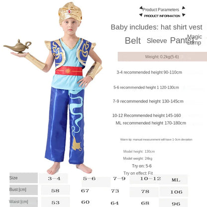 Halloween Arab King Costume Aladdin Magic Lamp Prince Carnival Party Adult Men Boys Stage Performance Dress Up Costume