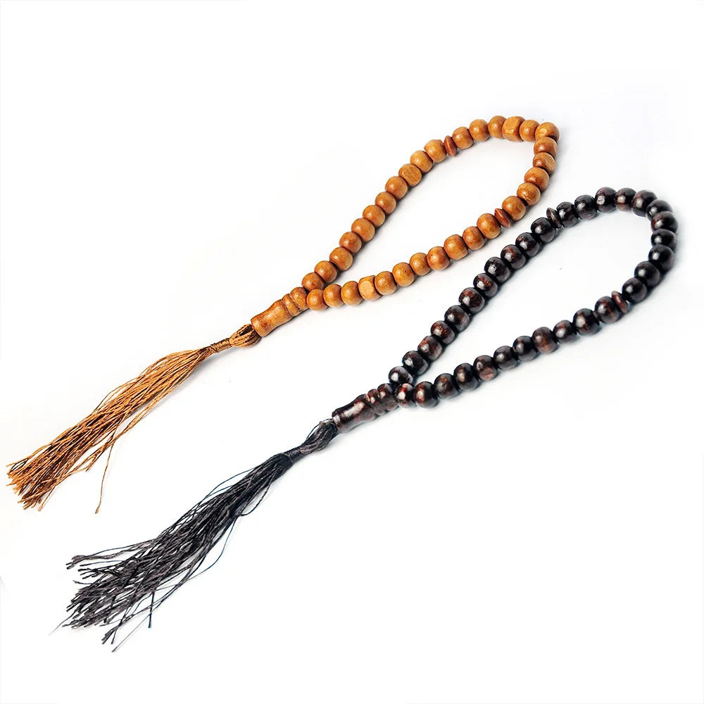 1pcs Wooden Tasbih Prayer Beads 99 Muslim Prayer Beads Islamic Handheld Prayer Beads Muslim Rosary Beads Bracelet with Tassel