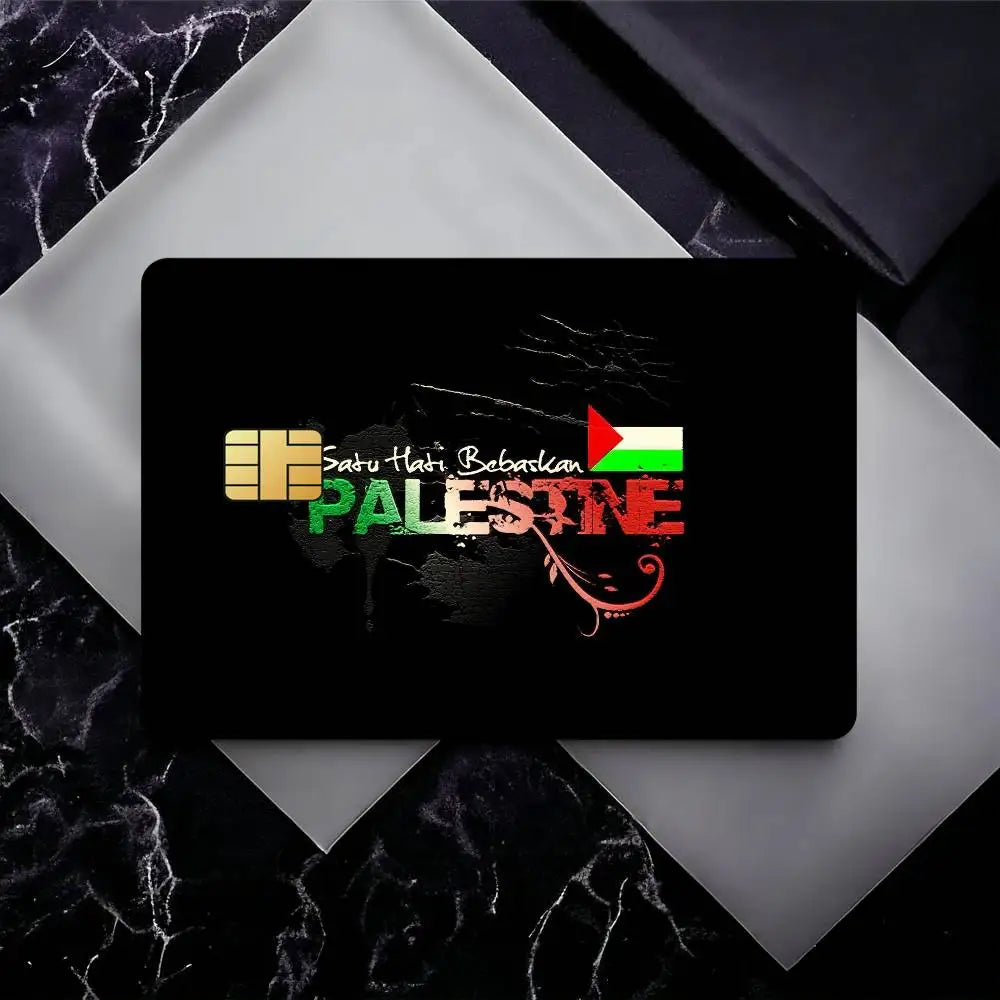 Palestine Flag Card Stickers Waterproof Film skin Cover 4PCS Credit Card stickers Debit Front Decoration Bank Subway Pass