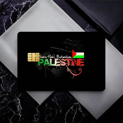Palestine Flag Card Stickers Waterproof Film skin Cover 4PCS Credit Card stickers Debit Front Decoration Bank Subway Pass