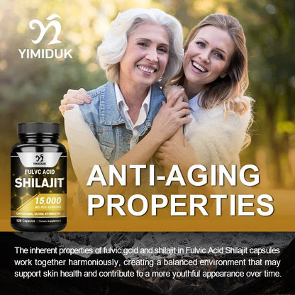 Shilajit Pure Himalayan 15000 Mg Pill, with Fulvic Acid, Support Immune System, Bone Health, Metabolism, Men & Women, Non-GMO