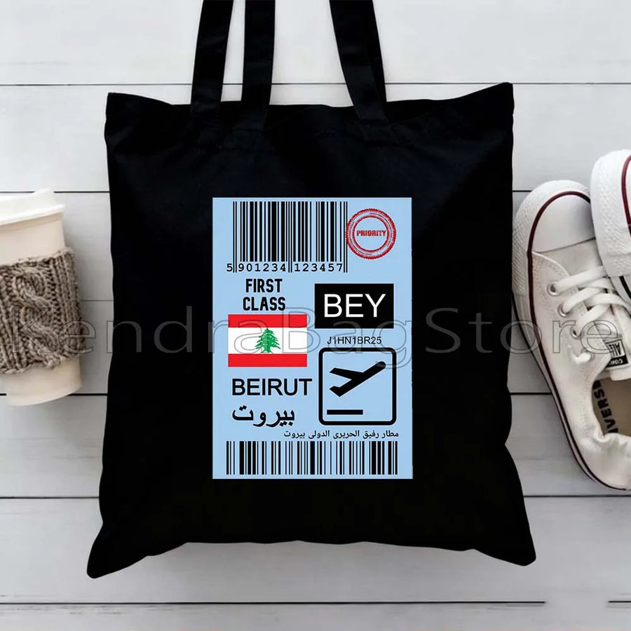 Ya Beirut – Lebanon Flag Heart Canvas Shoulder Tote