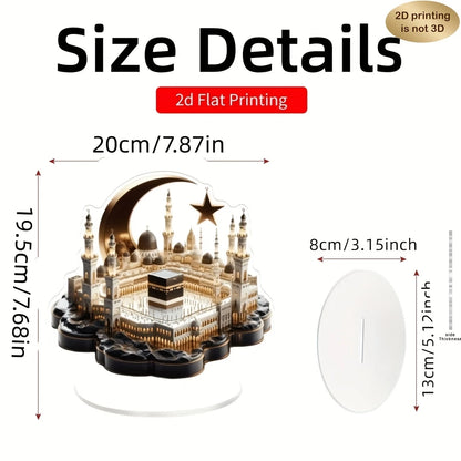 2D Islamic Ramadan Castle Star And Moon Transparent Acrylic Desktop Decorative Item Creative Home Gift