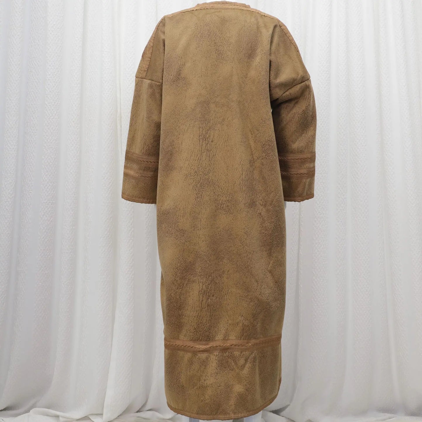 Wholesale Men's Scalp Abaya Men Winter Fur Thicken Suede Men's Robe Cardigan Bisht Muslim Coat Fleece Warm Islam Clothing