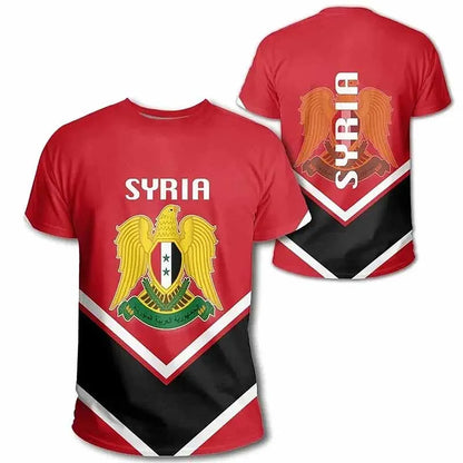 Syria Football Sports T-shirts Men 3d Printed Syrian Graphic Flag Short Sleeves Street Oversized Tees Tops Soccer T-shirts