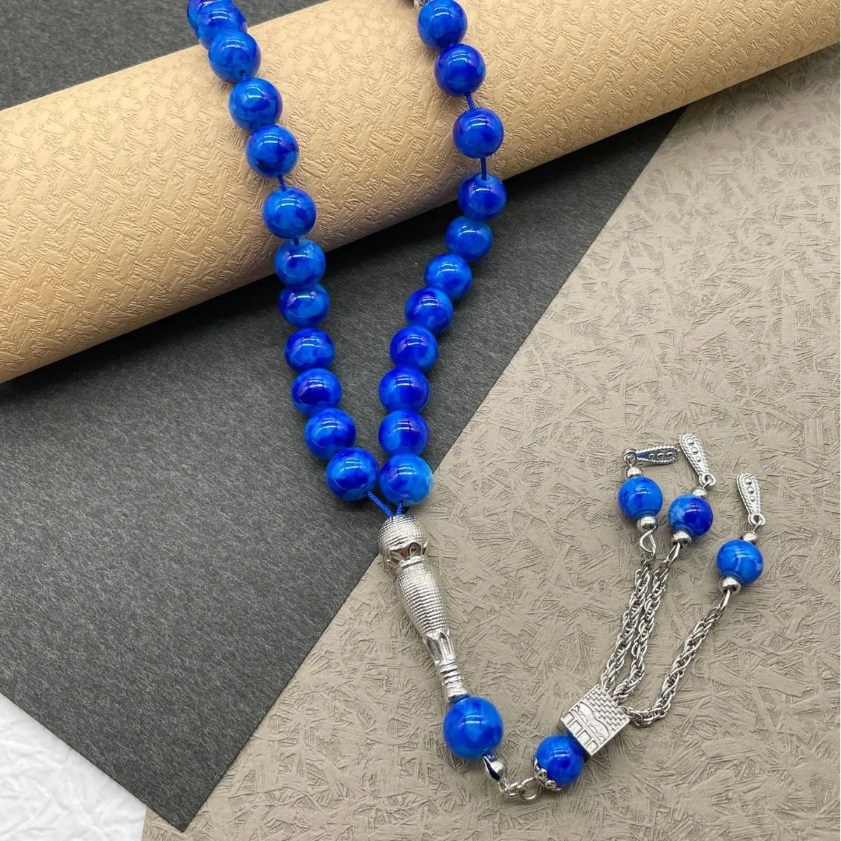 Muslim Prayer Beads for Men, 33pcs 10mm Beads with Kaaba Tassel, Ramadan Misbaha Tasbih Zikr Bracelet