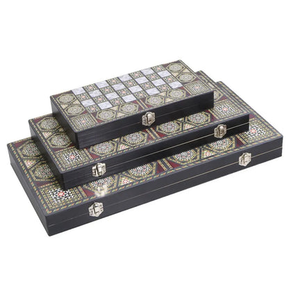 Luxury Knight Wooden 3-in-1 Chess Backgammon Foldable Intellectual Entertainment Game Portable Board Multiple Modes