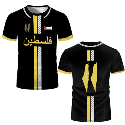 Palestine Football Jersey Youth & Adults Breathable Outdoor Soccer Training Uniform Palestinian Flag Digitally Printed T-shirt
