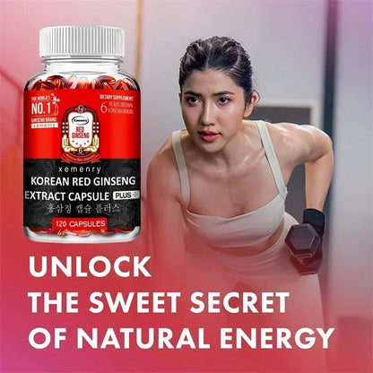Korean Red Ginseng Supplement - High Potency for Energy, Focus, Performance, Vitality & Immune Support - for Men and Women