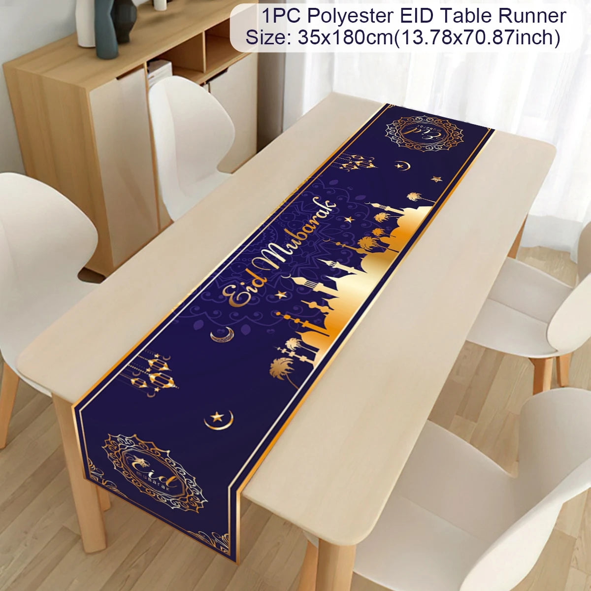 EID Mubarak Decoration Table Runner Ramadan Decor 2024 For Home Tablecloth Ramadan Kareem Islamic Muslim Party Eid Al-Fitr Gifts