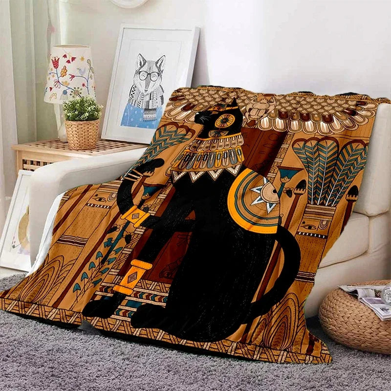 Pharaoh Hieroglyphic Egyptian Mythology Soft Flannel Blanket for Beds Bedroom Sofa Picnic,Throw Blanket for Outdoor Leisure Gift