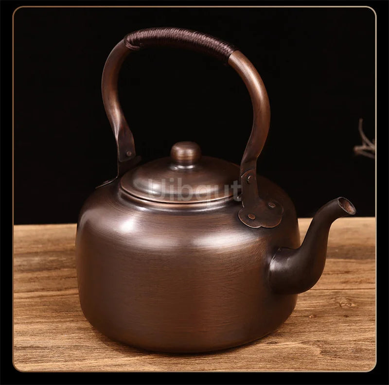 3L Pure Red Copper Boiling Kettle Handmade Vintage Copper Pot Home Teapot For Gas/Induction Cooker Tea Infuser Health Tea Kettle