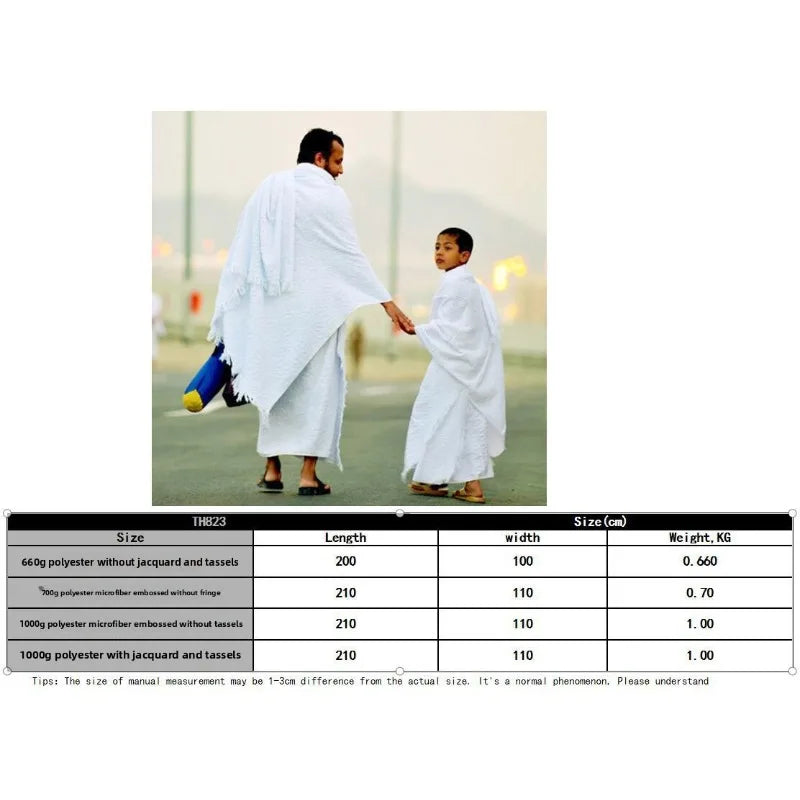 Men Ihram Prayer Outfit White Robe for Hajj Umrah Pilgrimage Middle East Arab Islamic