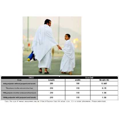 Men Ihram Prayer Outfit White Robe for Hajj Umrah Pilgrimage Middle East Arab Islamic