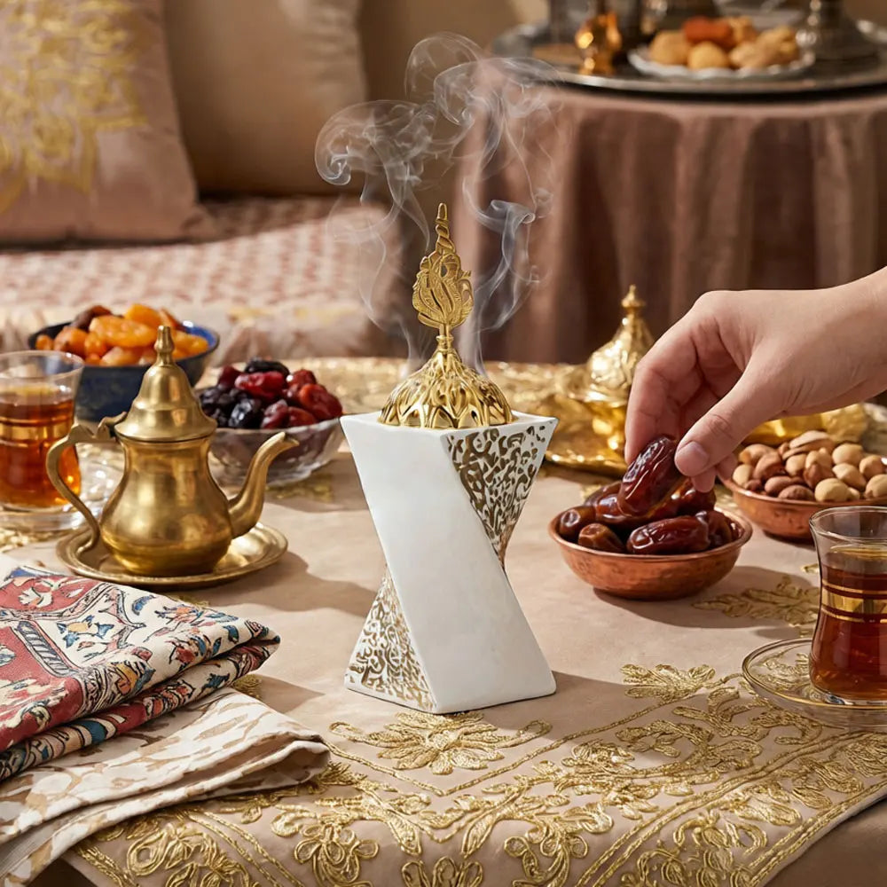 Resin Aromatherapy Stove Luxury Ramadan Decor Rotating Square Craft - Muslim Style Bakhoor Burner & Aromatherapy Diffuser