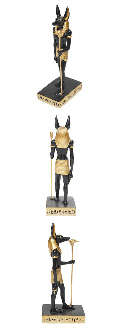 Anubis Resin Sculpture – Egyptian Jackal Guardian & Pyramid Decor