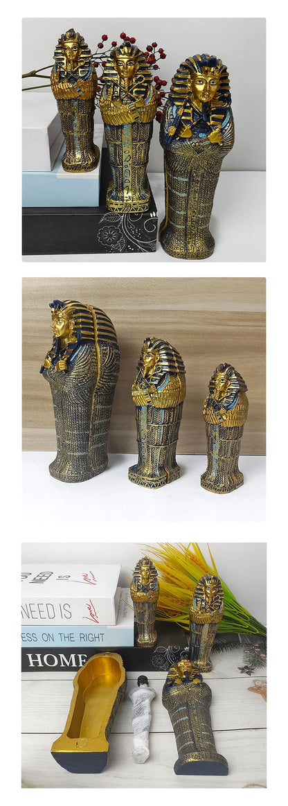 Tutankhamun Coffin & Mummy Ornament – Egyptian Pharaoh Handicraft Decor