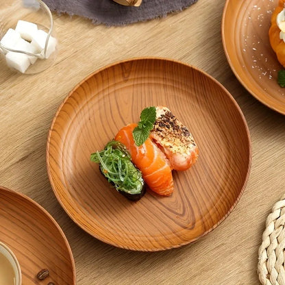 1pcs Japanese Style Tea Tray PP Plastic Rectangular Wood Grain Serving Tray for Home Hotel Restaurant Multipurpose Cup Plate