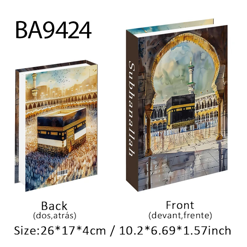 Islamic Kaaba Mosque Luxe Fake Book Storage Box Home Interior Decoration Decorative Books Coffee Table Bedroom Living Room Decor
