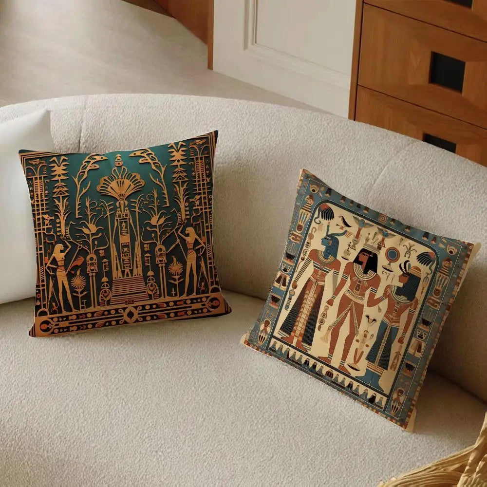 Pharaoh Cushion Cover – Egyptian Art Pillowcase, Anti-Dustmite Sofa Decor