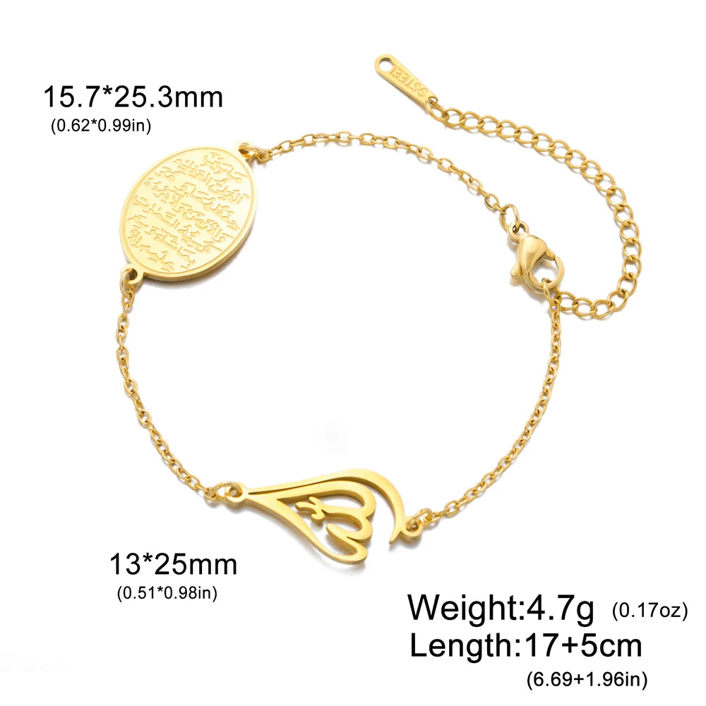 Dawapara Islamic Ayatul Kursi Allah Bracelet Arabic Muslim Quran Calligraphy Women Bracelet Stainless Steel Jewelry Ramadan Gift