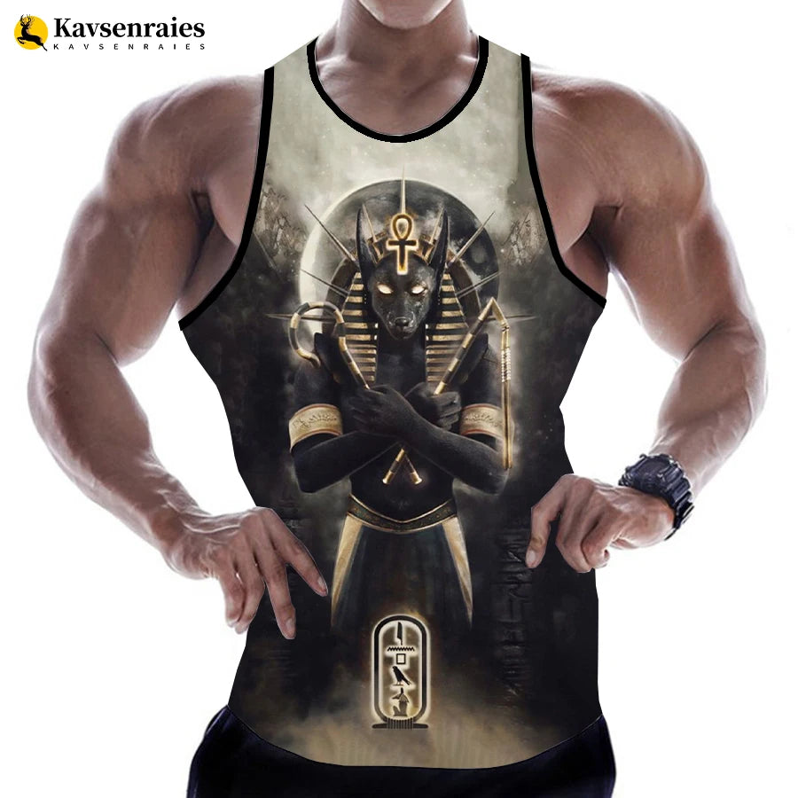 Egyptian God Pharaoh Tank Top – Men's Sleeveless Harajuku Oversized Streetwear