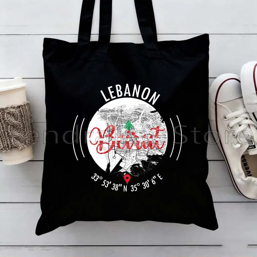 Ya Beirut – Lebanon Flag Heart Canvas Shoulder Tote