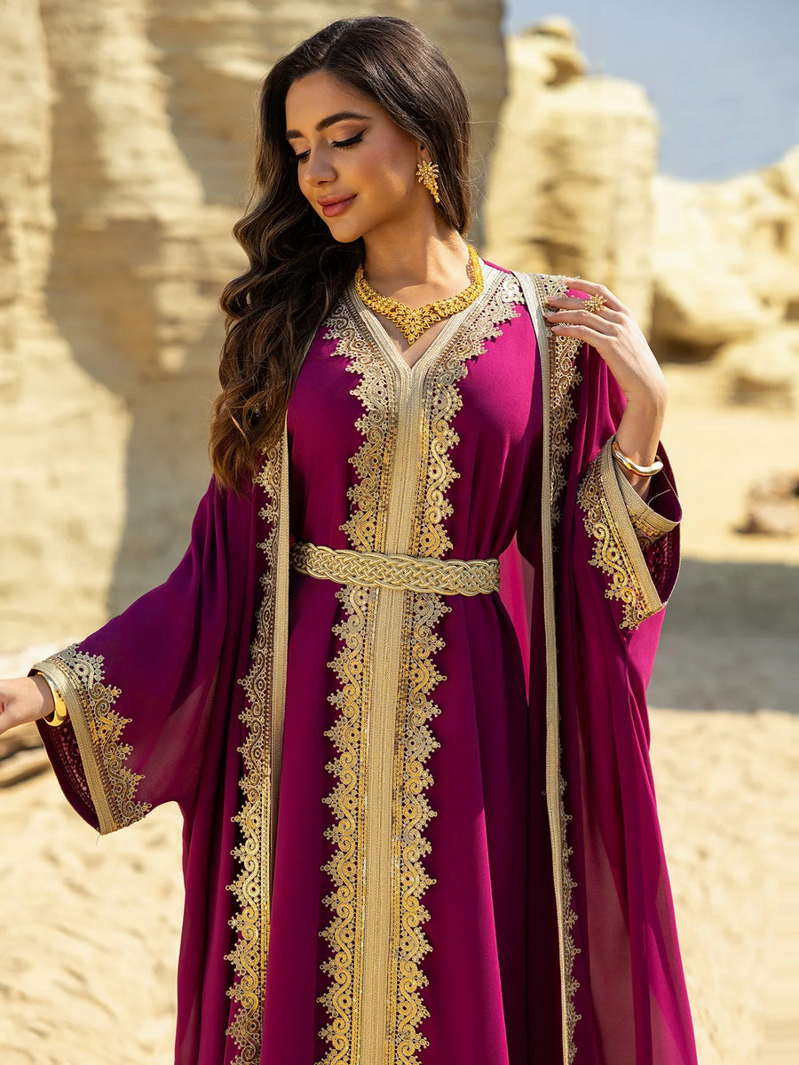 Eid Grace – 2-Piece Lace-Up Cardigan Set for the Muslim Woman