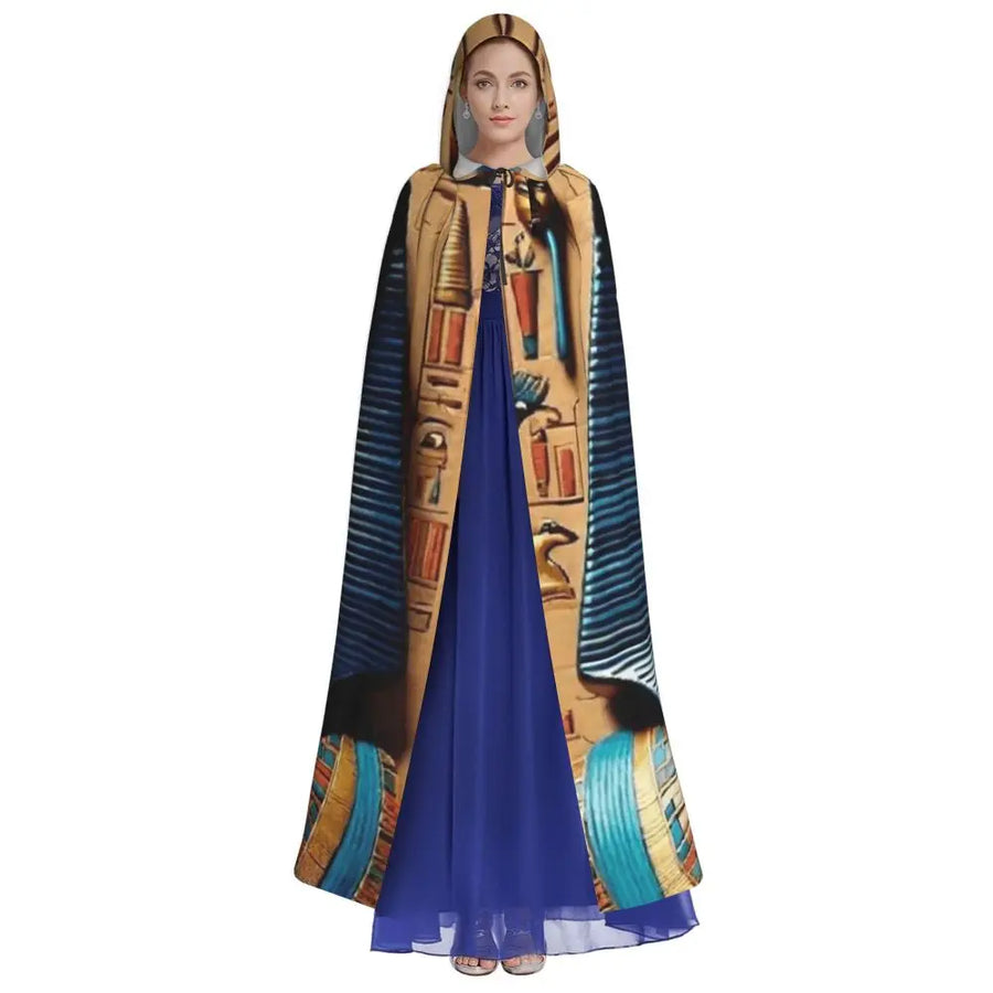 Pharaoh Golden Crown Hooded Cape – Egyptian Cosplay Cloak for Adults
