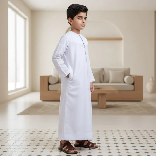 Children Traditional Clothing Arab Robe Thobe White Boys Ethnic Style Dress Muslim Kids Jubba Thobes Ramadan Eid Islam Clothing