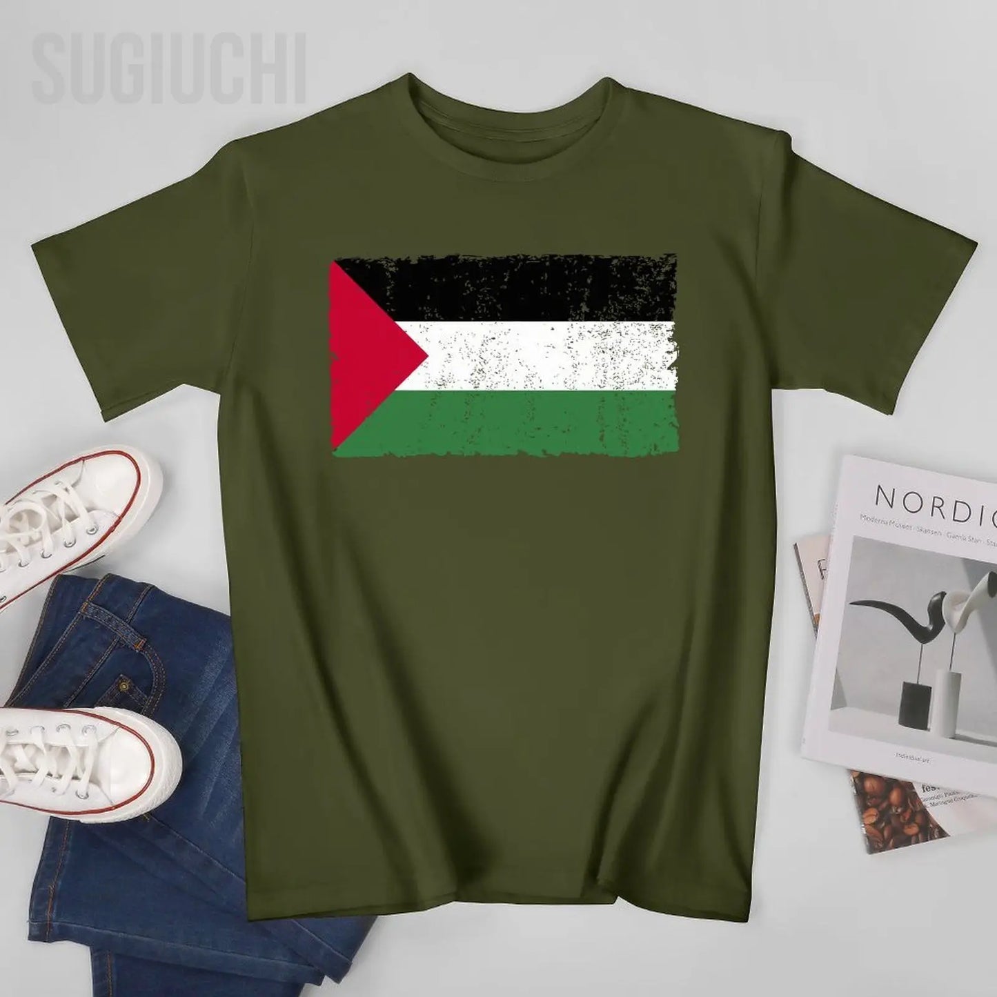 Unisex Men Palestine Flag Proud Palestinian Gaza Arabic Tshirt Tees T Shirts Women Boys 100% Cotton T-Shirt