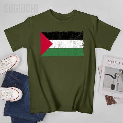 Unisex Men Palestine Flag Proud Palestinian Gaza Arabic Tshirt Tees T Shirts Women Boys 100% Cotton T-Shirt