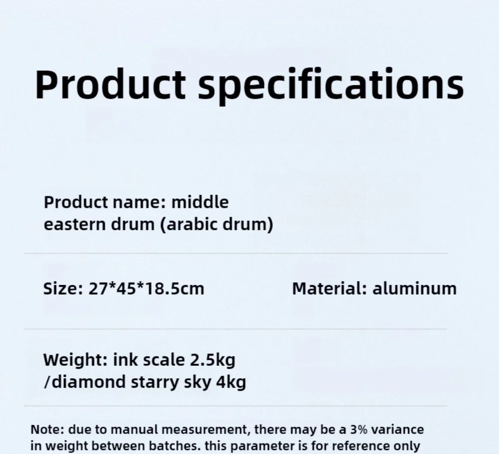 Tmax 8.5 Inch Arabic Drums Aluminum Casting Drum Cavity Middle Eastern Drum Belly Dance Accompaniment Musical Instruments
