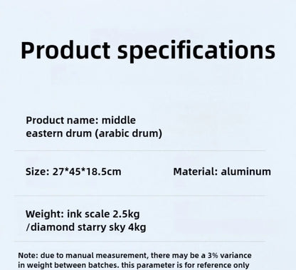 Tmax 8.5 Inch Arabic Drums Aluminum Casting Drum Cavity Middle Eastern Drum Belly Dance Accompaniment Musical Instruments