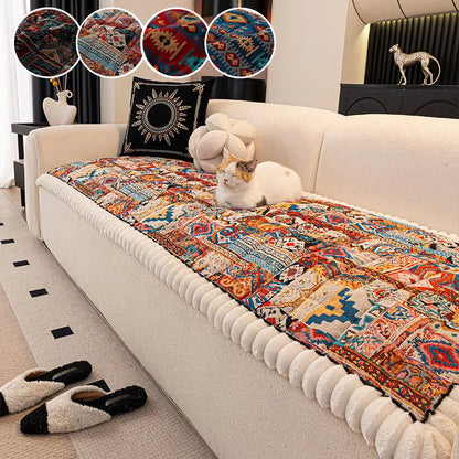 1PC-Autumn and winter thick Bohemian style anti slip sofa cushion 2025 new simple and high-end ethnic style cushion