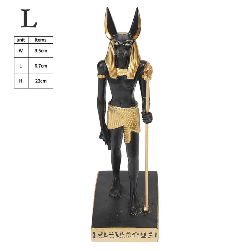 Anubis Resin Sculpture – Egyptian Jackal Guardian & Pyramid Decor